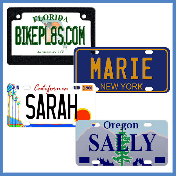 State Replica Personalized Mini Bike License Plates - All 50 States