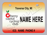 2.5 x 3.5 bike plate for Cherry Capital Bike Club