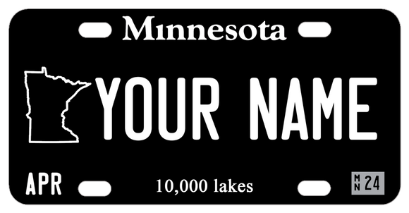 Minnesota Black License Plate Personalized with any name