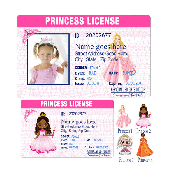 Little Girls Princess License With or without a photo and id info real or fake