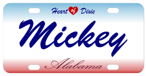 Alabama with heart on top license plate personalized