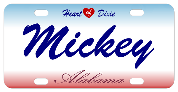 Alabama with heart on top license plate personalized