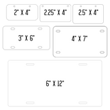 Sizes of license plates available