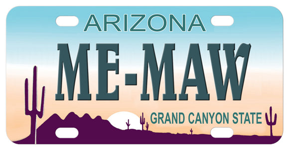 Arizona Cactus Personalized Mini Replica License Plate Me-Maw