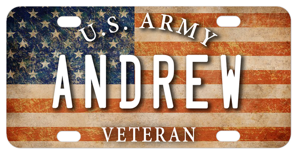 Army Veteran USA Flag Personalized License Plates
