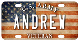 Army Veteran USA Flag Personalized License Plates
