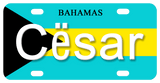 Bahamas flag in turquoise Black and Yellow with any name in center