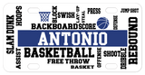 Personalized bike plate with various basketball terms randomly placed throughout the plate and customized with any name