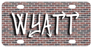 Brick Wall backdrop to any name in a street art graffiti type font or any font of your choice