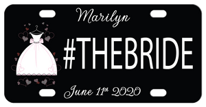 Personalized Wedding Dress License Plates to personalize the bridal party with any text in 3 areas