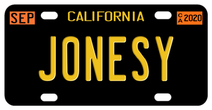 California Black Plate with Deep Yellow Text mini replica legacy 1956 plate with date tags