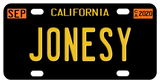 California Black Plate with Deep Yellow Text mini replica legacy 1956 plate with date tags