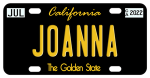 black california license plates with script font for California plate is printed flat