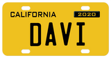 Deep yellow California License Plate, circa 1956 personalized with any name