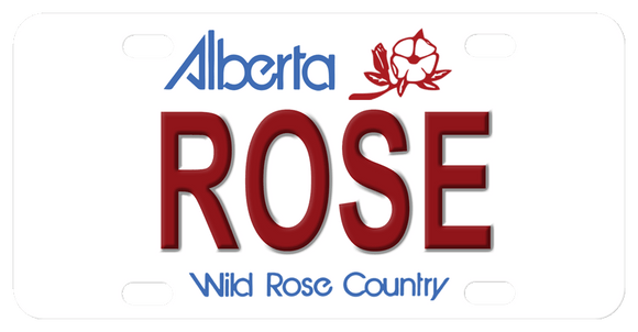 Alberta Rose design license plates personalized with any name in the center