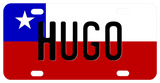 Flag of Chili with white star on blue square with white and red panel personalized license plate with any name