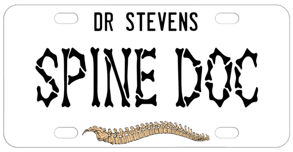 Personalized Spine Doctor License Plates with spine illustration and your text. Perfect vanity license plate for chiropractors