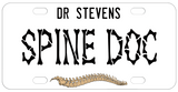 Personalized Spine Doctor License Plates with spine illustration and your text. Perfect vanity license plate for chiropractors