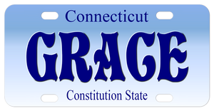 Gradient Blue to White Connecticut License Plate with any name
