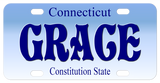 Gradient Blue to White Connecticut License Plate with any name