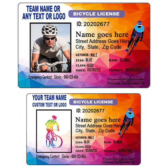 cyclist wallet id with your bike team name or your state