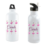 Pretty ballerina illustrations in different ballet positions surround any name on a custom 20 ounce water bottle