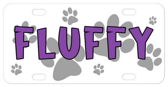 Dog Paws watermark background to any Dog's name on a pet stroller license plate