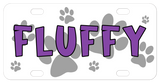Dog Paws watermark background to any Dog's name on a pet stroller license plate
