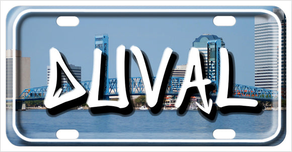 Jacksonville Skyline including the main street bridge personalized bike plate