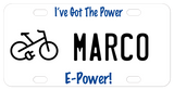 bicycle with electric plug on a license plate for e-bikes Any Personalization