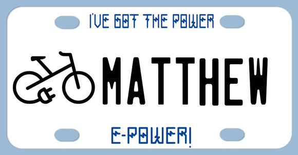 e-bike license plates shows bicycle with a plug and any text in the center