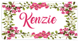 blossom flower border license plate with any name in center