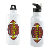 Personalized Football Theme Bike Water Bottles Choice of Alum with o ring or stainless steel with straw top