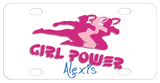 three progressive girls in a kick position with girl power slanted under and any name on bottom