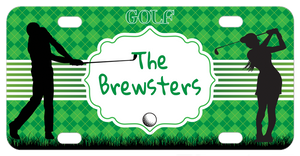 custom license plate in 6 sizes for golfers with any name