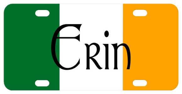Flag of Ireland - Green - White -  Light Orange background with any name personalized in center