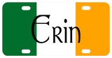 Flag of Ireland - Green - White -  Light Orange background with any name personalized in center