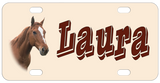 Horse Head on a pale tan license plate with any name great for horse lovers and riders