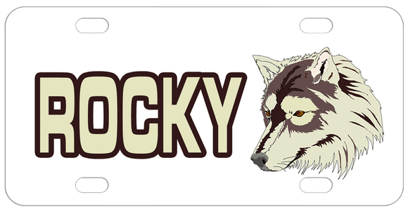 Husky Dog Illustration on right with name on left. 