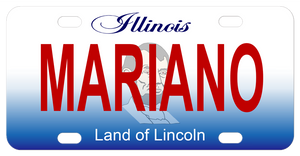 Illinois license plate with watermark of Abe Lincolns Head behind the name 