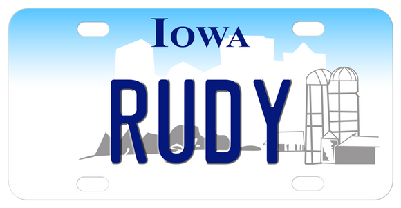 Iowa mini license plate with custom name