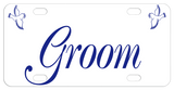 Doves in each top corner and Groom in a script font matching the Bride Doves Plate
