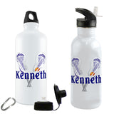 Lacrosse sticks with name personalized on your choice of aluminum or stainless steel 20 ounce water bottles