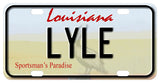 Louisiana shore with pelican custom mini license plate personalized with your name