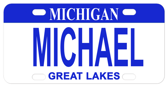Michigan Bike Plate with Blue Top fashioned after the 2007 state plate