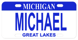Michigan Bike Plate with Blue Top fashioned after the 2007 state plate