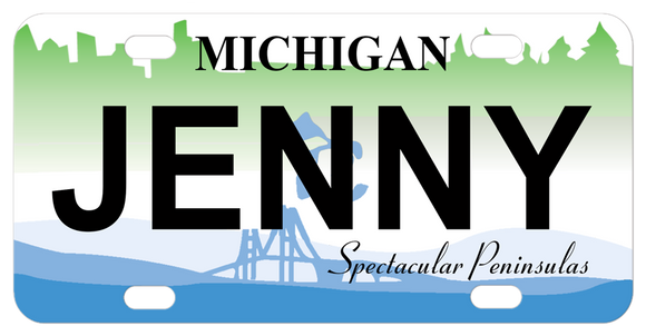 Michigan Spectacular Peninsulas mini license plate personalized with any name