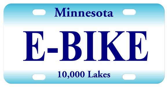 Minnesota License Plate with Gradient Blue to white center then blue again.  Any name personalized