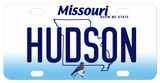 Missouri State Outline with Bluebird personalized mini bike plates with any name in the center