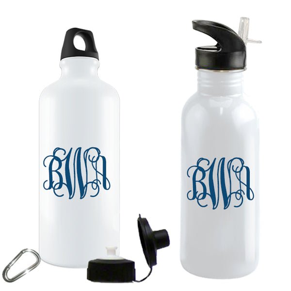 Red & White Initial Letter Monogrammed Plain Stainless Steel Water Bottle